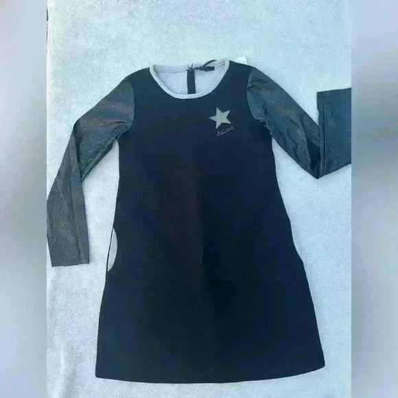 Jakioo Monnalisa Faux Leather Long SleeveLoose Fit Dress black womens size M - Picture 1 of 7